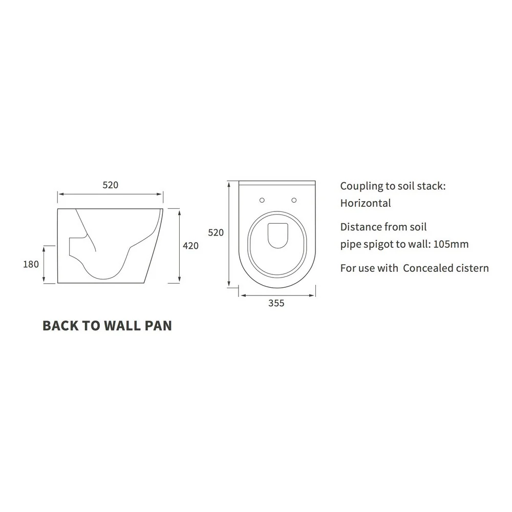 Ajax Caistor Back to Wall WC and Soft Close Seat - Image 4