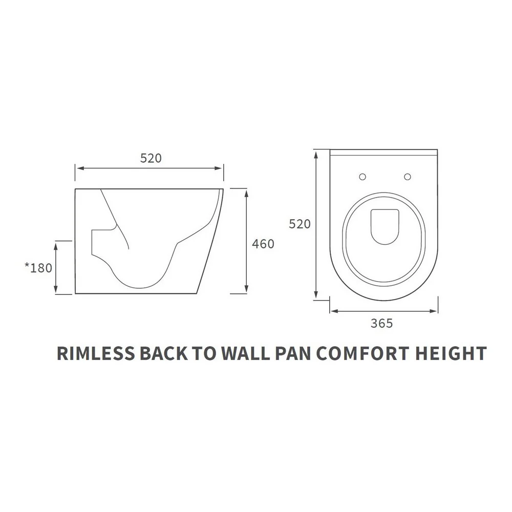 Ajax Caistor Rimless Back to Wall Comfort Height WC and Seat - Image 4