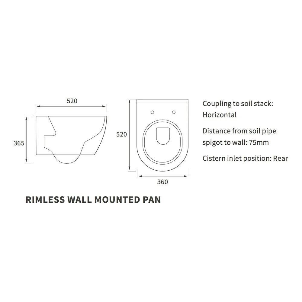 Ajax Caistor Rimless Wall Hung WC and Soft Close Seat - Image 3