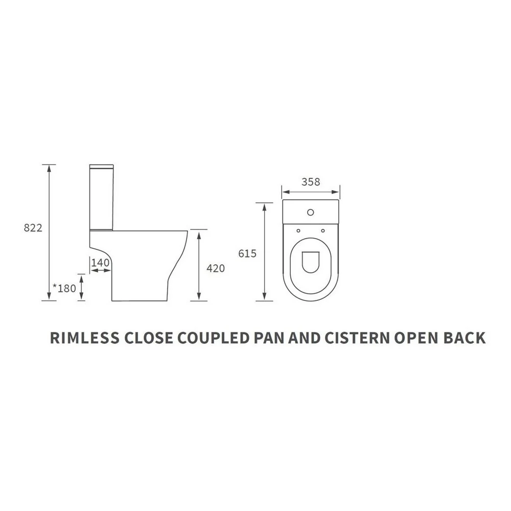 Ajax Maltby Rimless Short Projection Open Back Close Coupled WC with Seat - Image 3