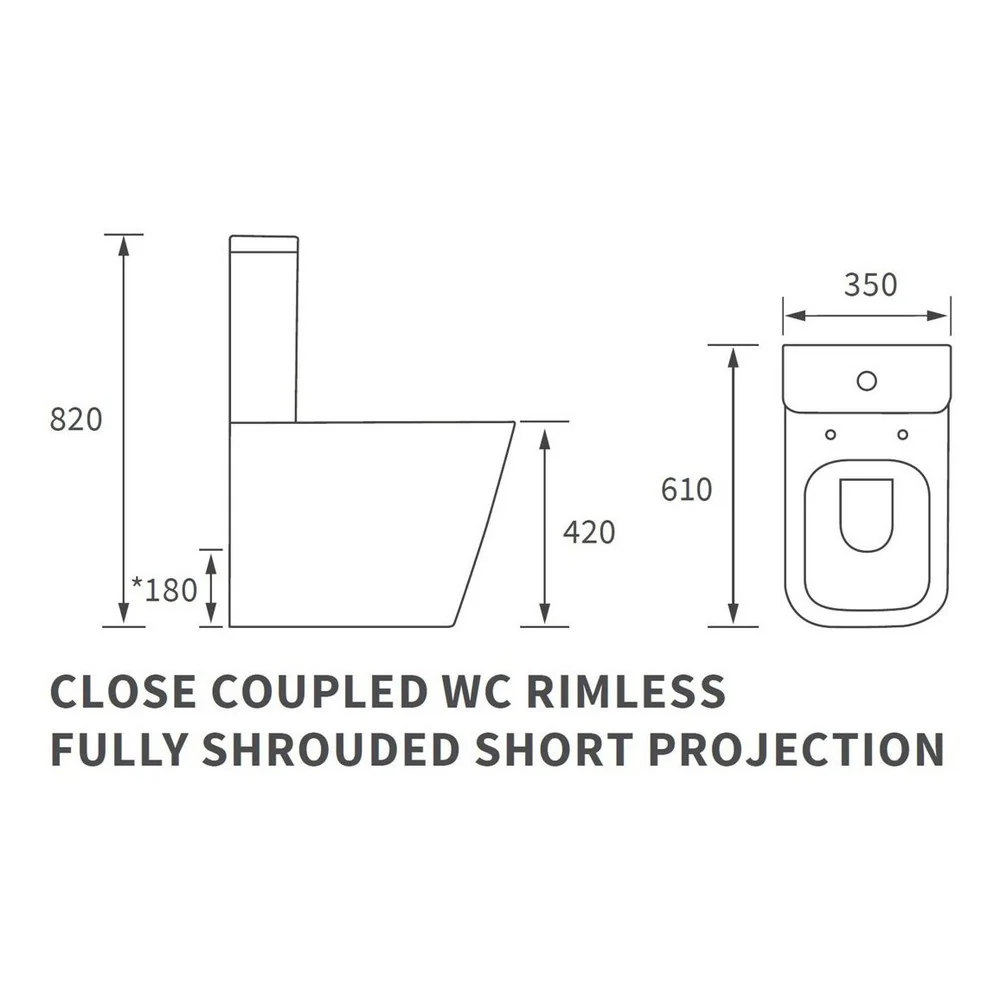 Ajax Weelsby Rimless Close Coupled Closed Back Short Projection WC with Seat - Image 4