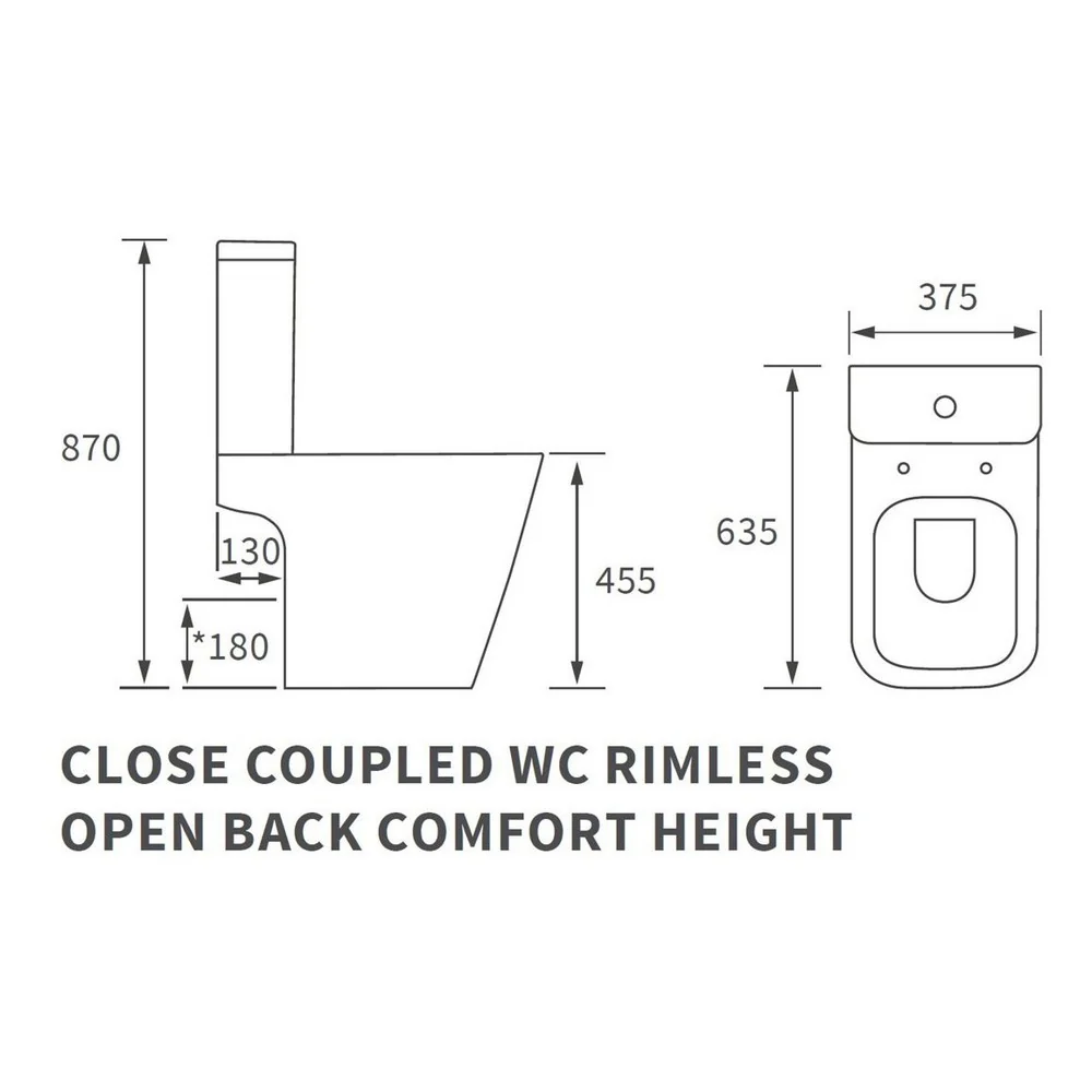 Ajax Weelsby Rimless Close Coupled Open Back Comfort Height WC with Seat - Image 3