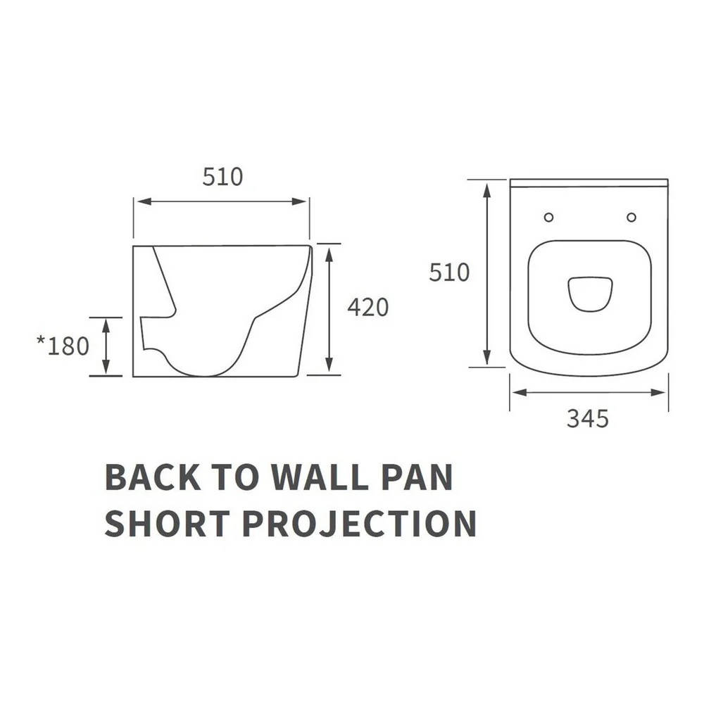 Ajax Weelsby Rimless Short Projection Back to Wall WC with Seat - Image 4