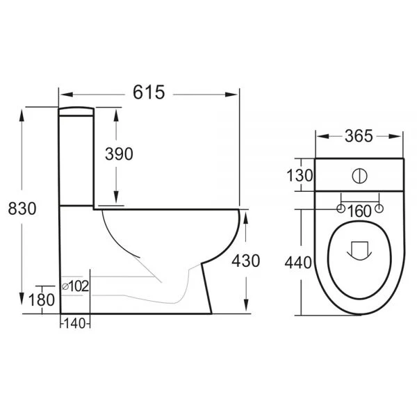 Belini 430mm Rimless Closed Back Pan With Cistern and Soft Closing Seat - Image 3