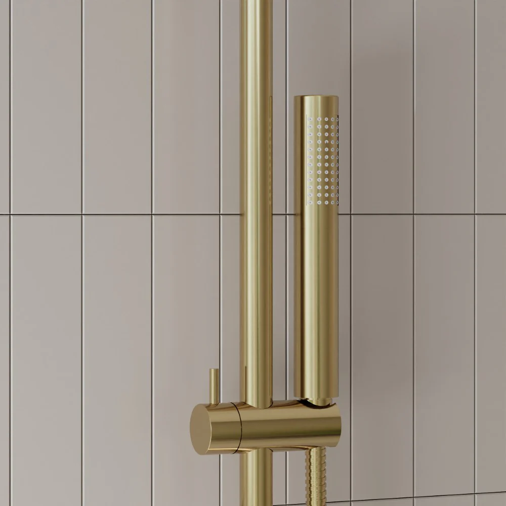 Core Brushed Brass Round Valve with Riser Kit and Head - Image 4