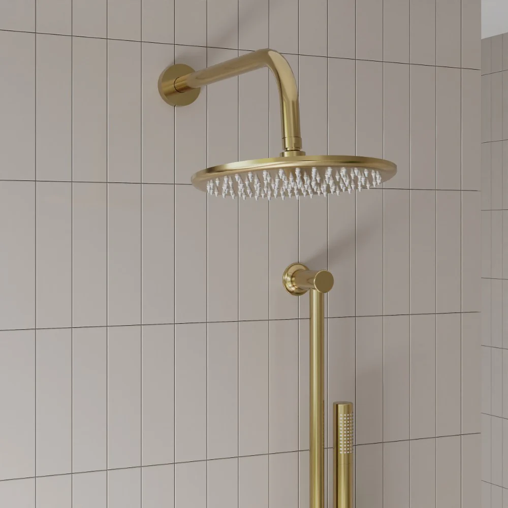 Core Brushed Brass Round Valve with Riser Kit and Head - Image 5