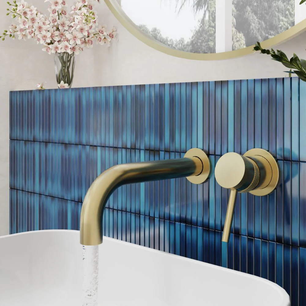 Core Brushed Brass Wall Mounted Basin Tap - Image 3