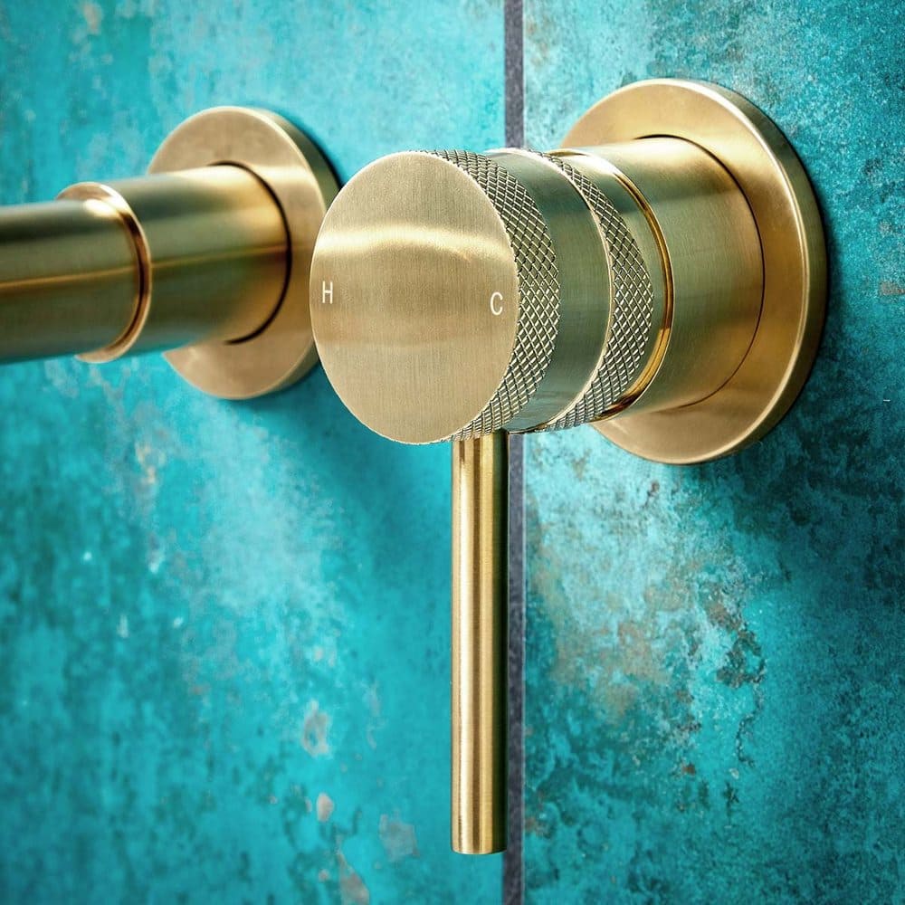 Core Brushed Brass Wall Mounted Basin Tap - Image 4