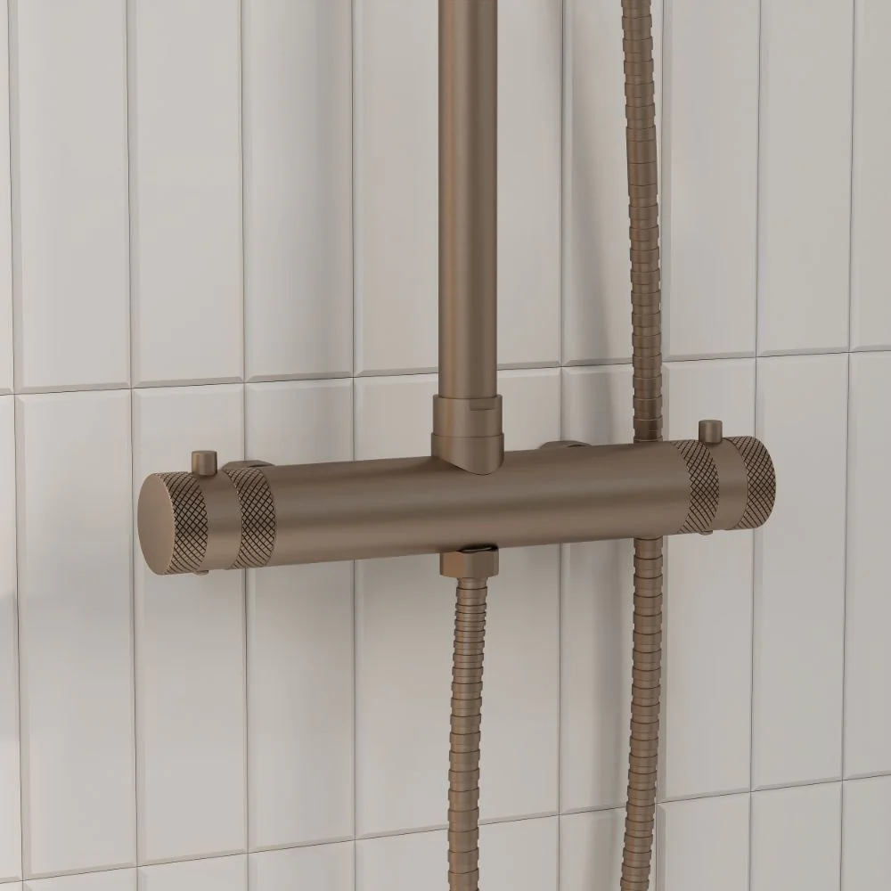 Core Brushed Bronze Round Rigid Riser Shower - Image 3