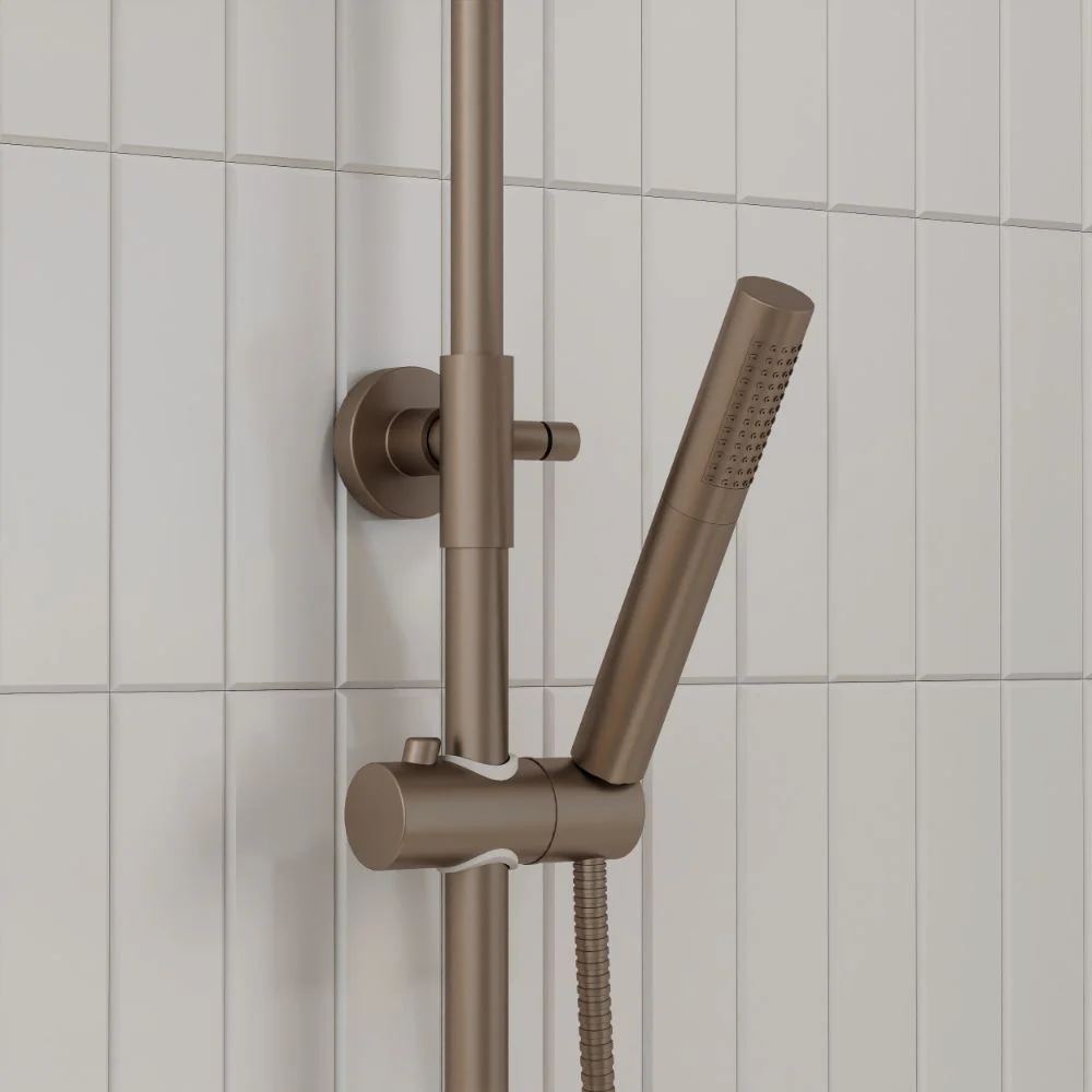 Core Brushed Bronze Round Rigid Riser Shower - Image 4