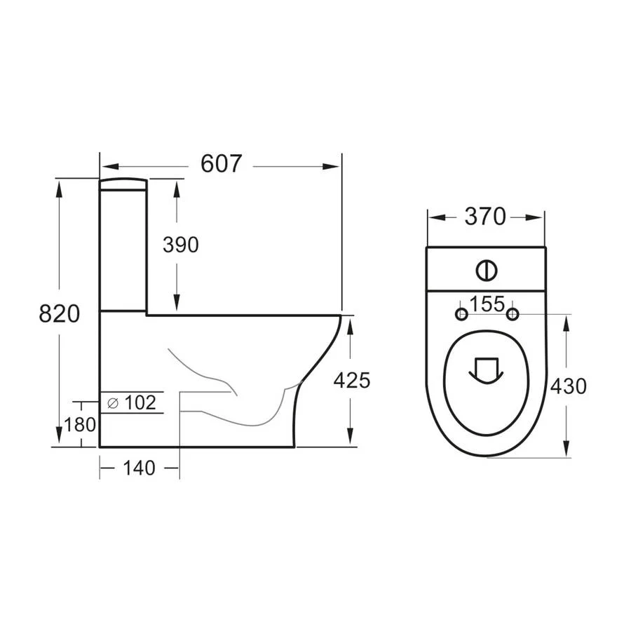 Scudo Deia 425mm Rimless Closed Back Pan With Cistern and Soft Closing Seat - Image 3