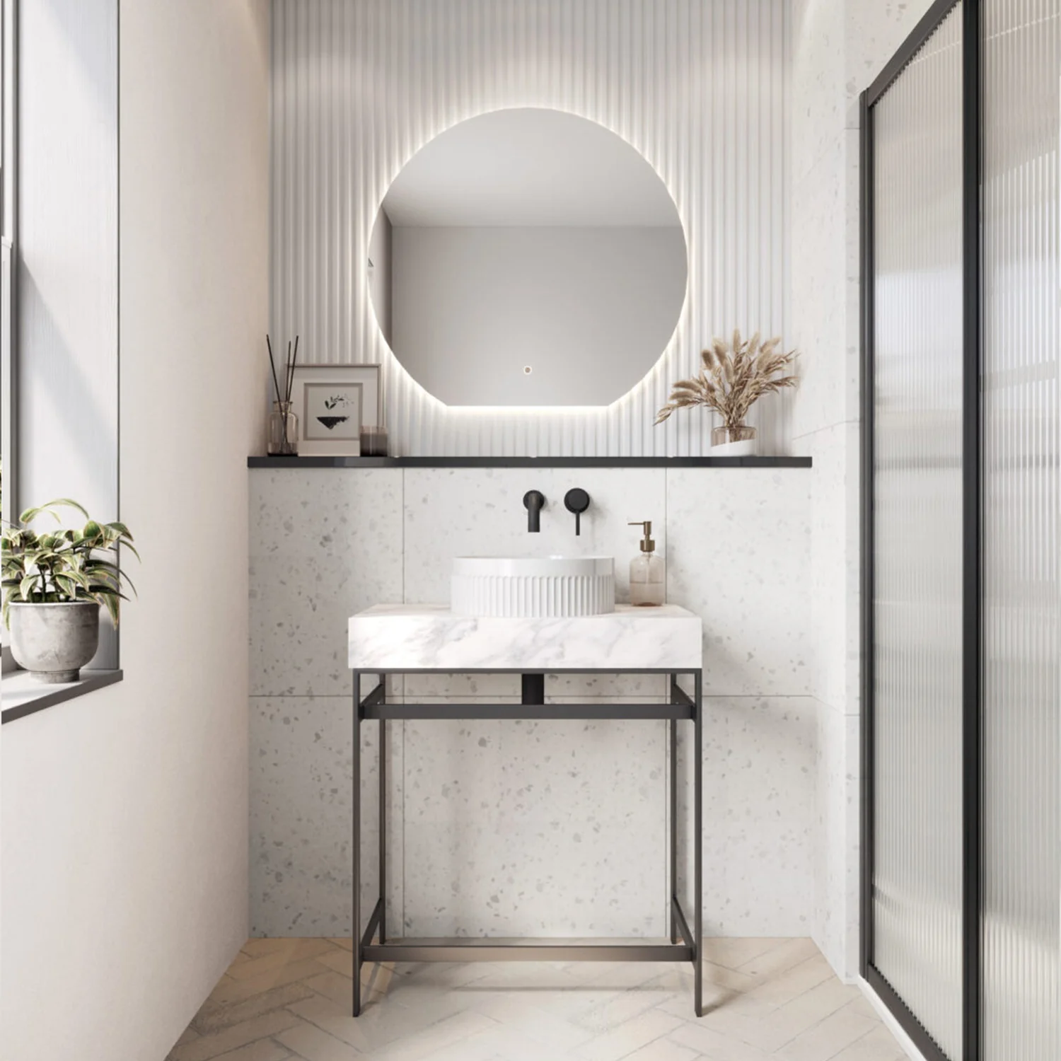 Scudo Fluted Round 360mm Countertop Basin - Image 5